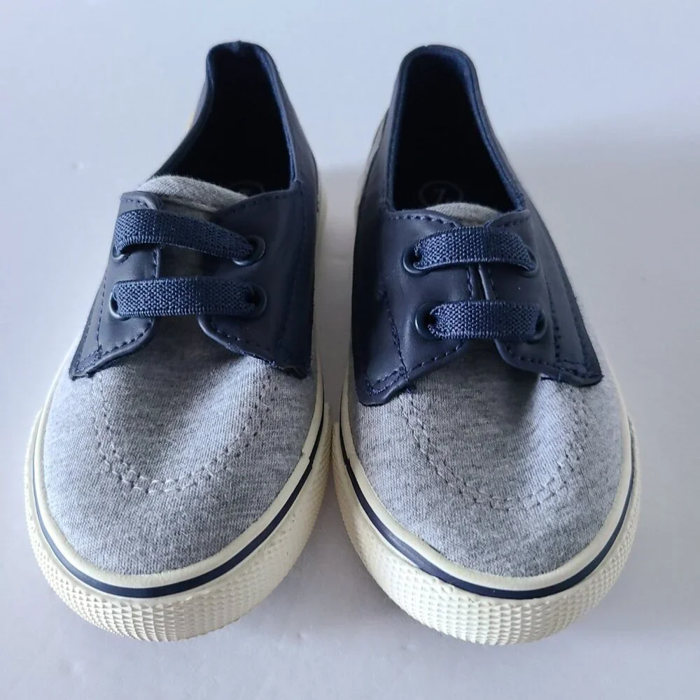 CAT & JACK AHOY STYLE PULL ON BOYS BOAT SHOES LIGHT/DARK BLUE COMBO SIZE 7